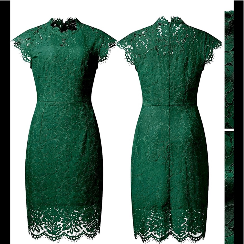 Green Lace Women's Sleeveless Lace Elegant Dress